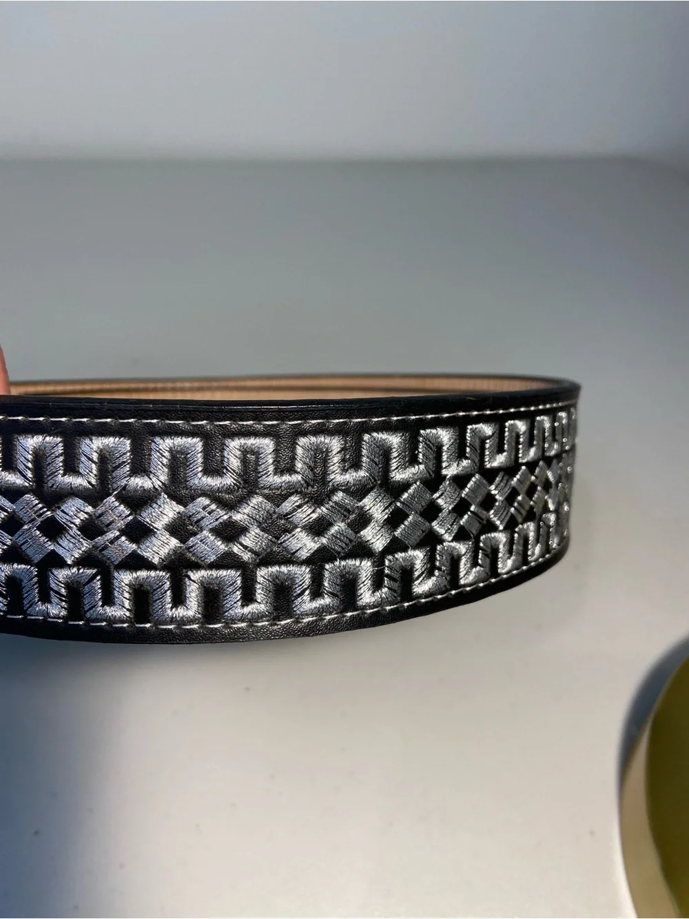 YAC Leather & Silk Black Piteado Rooster Belt